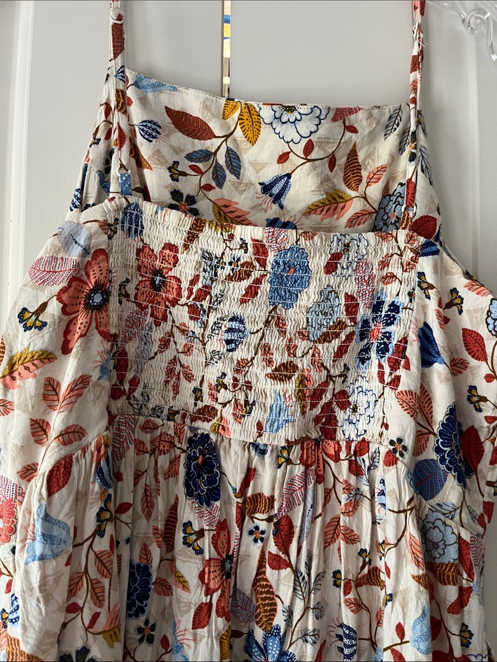 Old Navy Cream Floral Dress with Blue and Rust Flowers - Picture 3 of 4